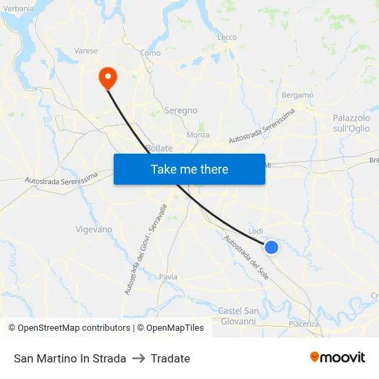 San Martino In Strada to Tradate map