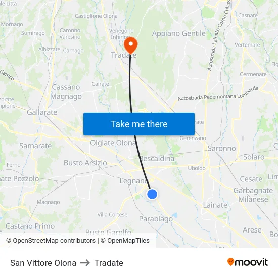 San Vittore Olona to Tradate map