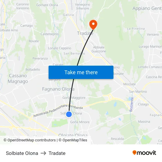Solbiate Olona to Tradate map