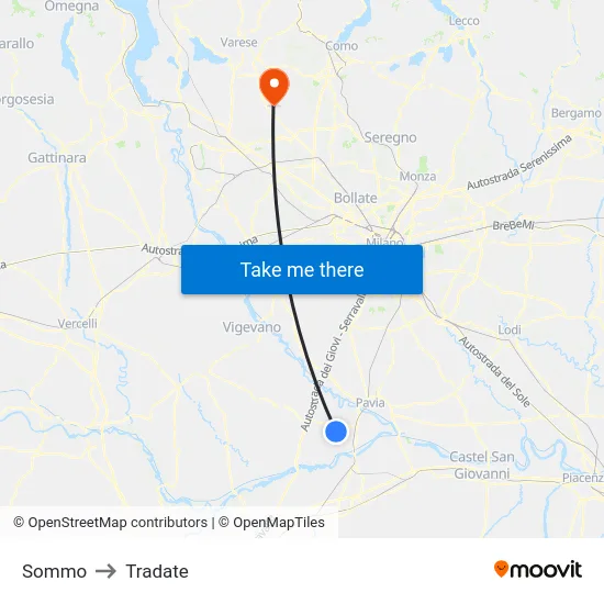 Sommo to Tradate map