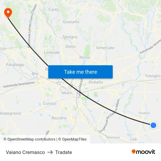 Vaiano Cremasco to Tradate map