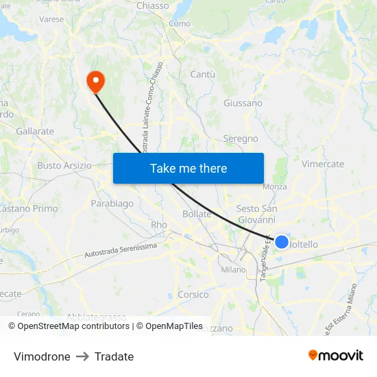 Vimodrone to Tradate map