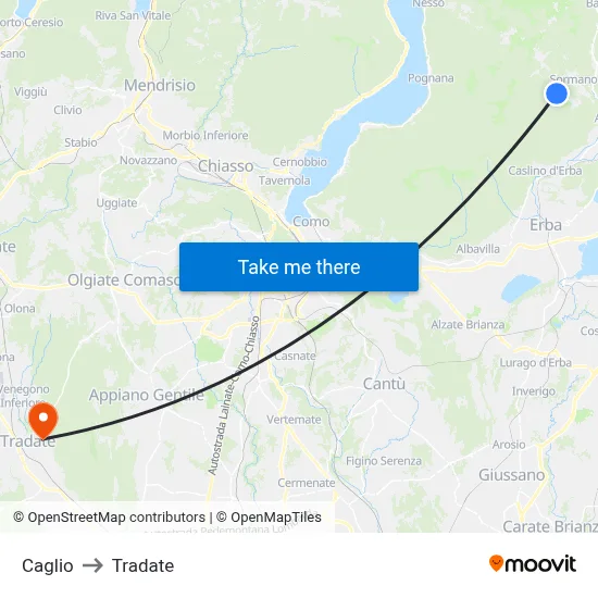 Caglio to Tradate map