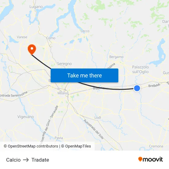 Soccer to Tradate map