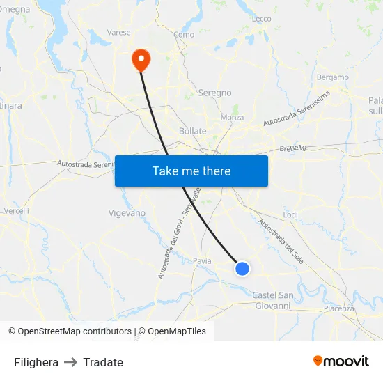 Filighera to Tradate map