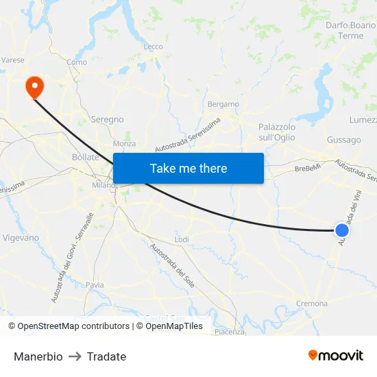 Manerbio to Tradate map