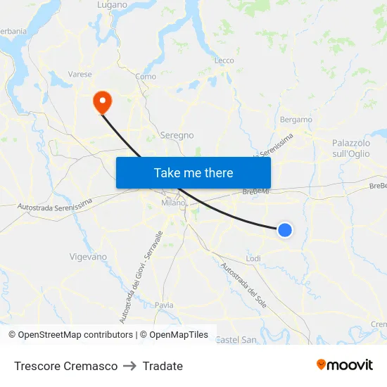 Trescore Cremasco to Tradate map