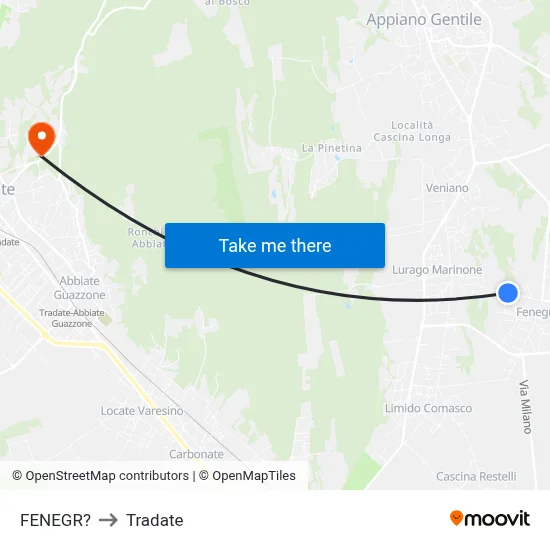 Fenegro to Tradate map