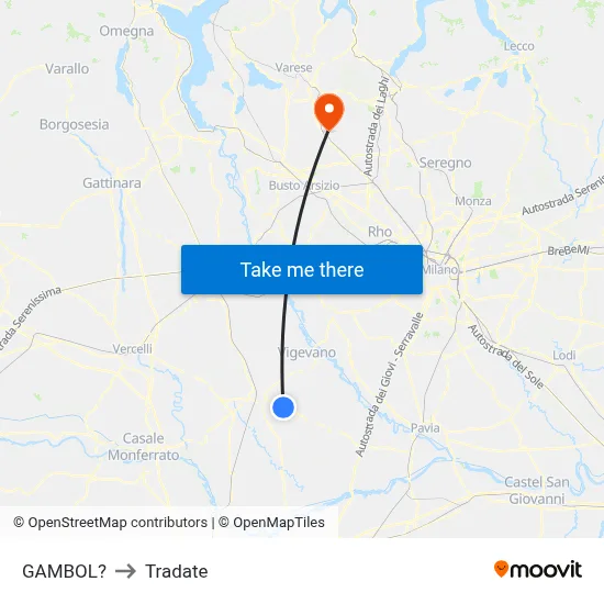 Gambol to Tradate map