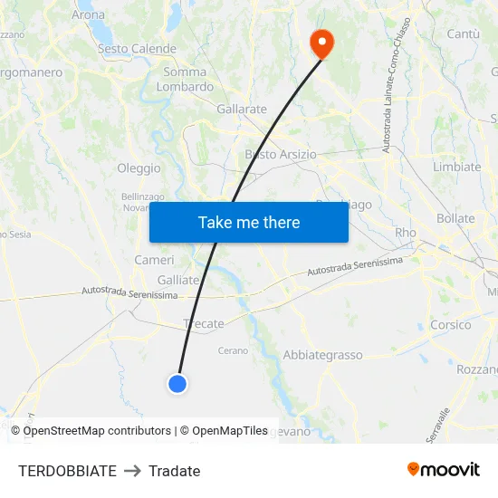 TERDOBBIATE to Tradate map