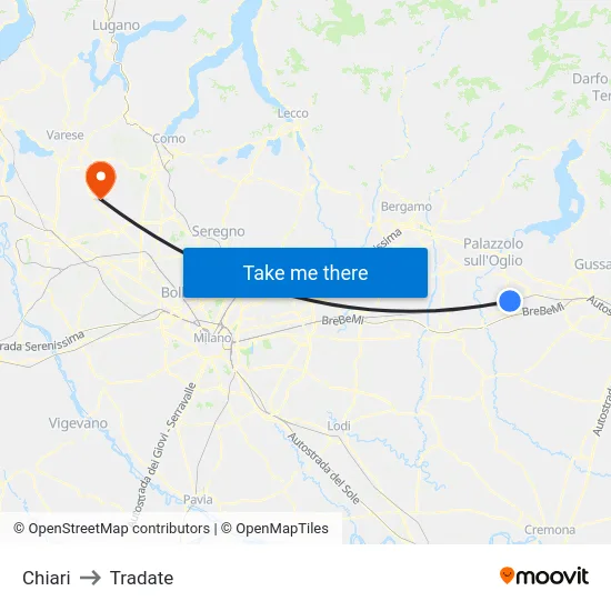 Chiari to Tradate map