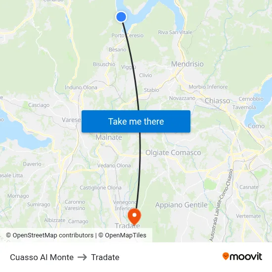 Cuasso Al Monte to Tradate map