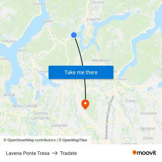 Lavena Ponte Tresa to Tradate map