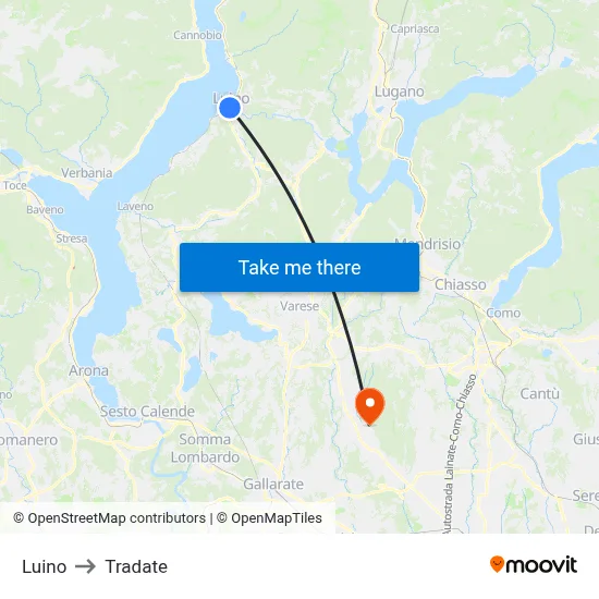 Luino to Tradate map