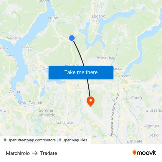 Marchirolo to Tradate map