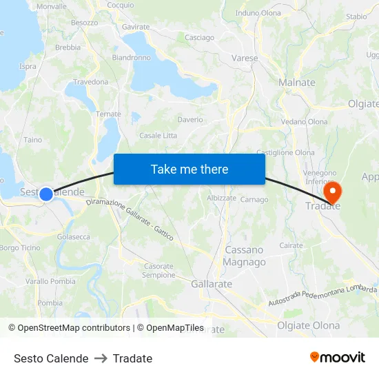 Sesto Calende to Tradate map