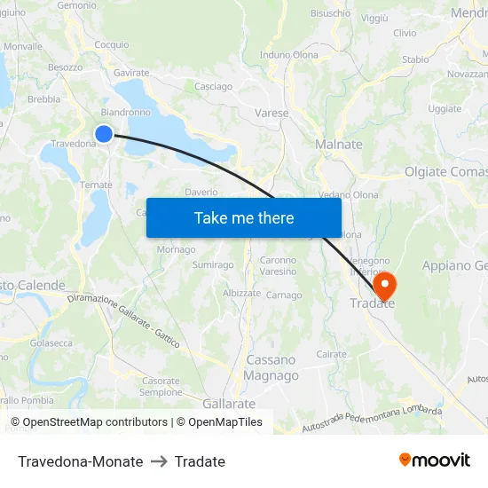 Travedona-Monate to Tradate map