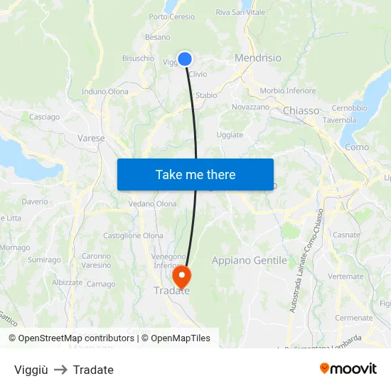 Viggiù to Tradate map