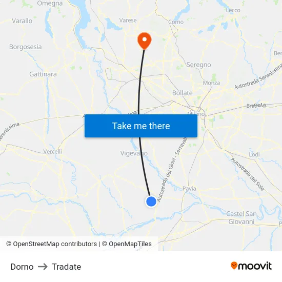 Dorno to Tradate map