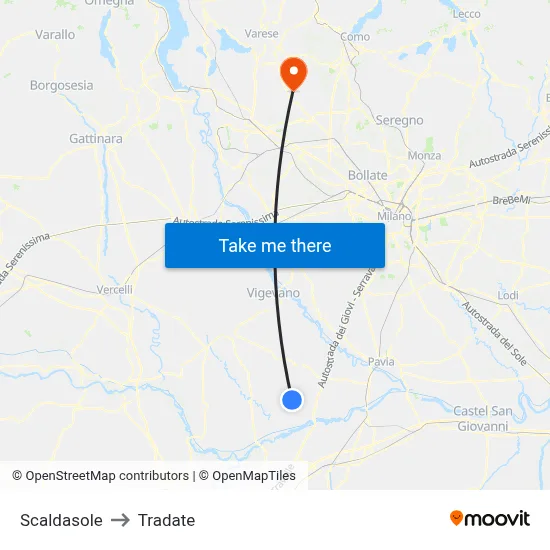 Scaldasole to Tradate map