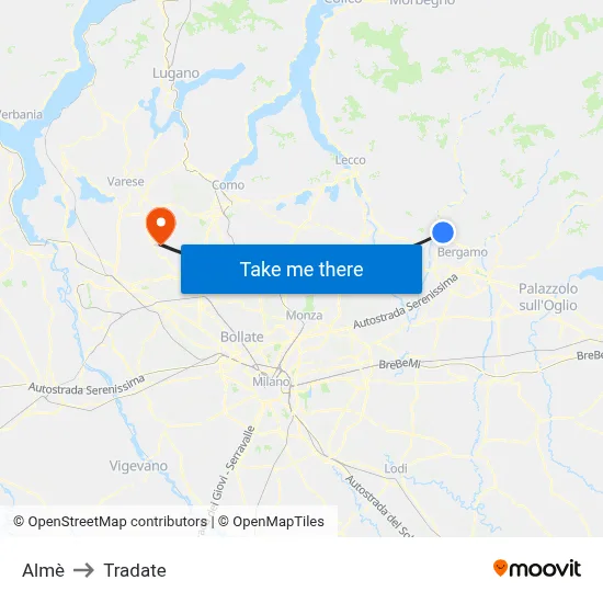 Almè to Tradate map