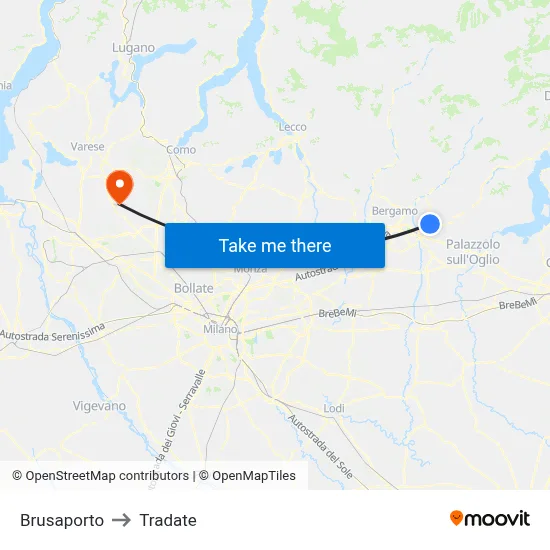 Brusaporto to Tradate map