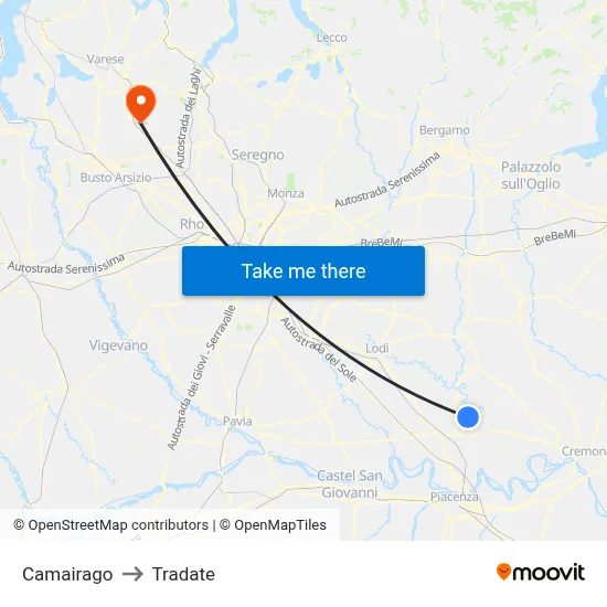 Camairago to Tradate map