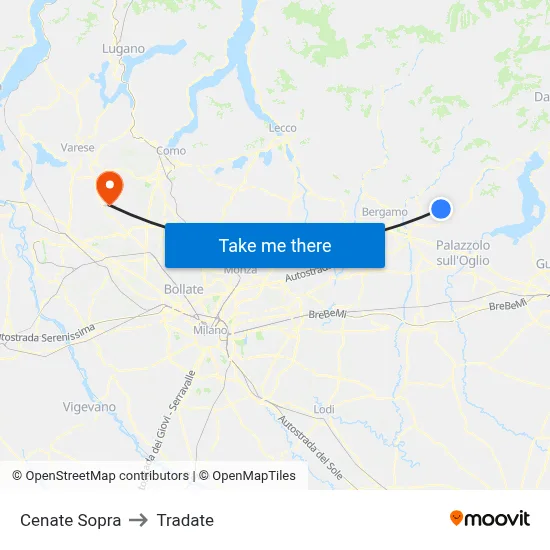Cenate Sopra to Tradate map