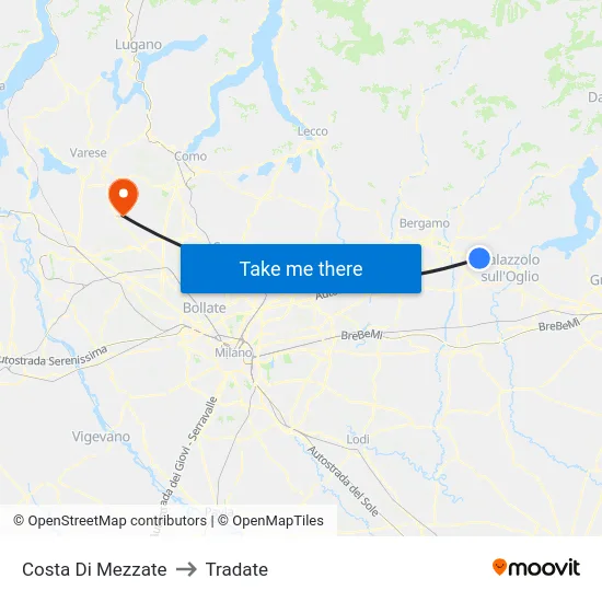 Costa di Mezzate to Tradate map