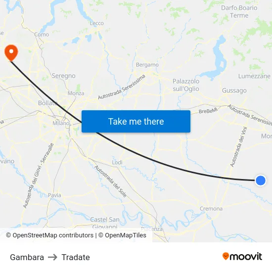 Gambara to Tradate map