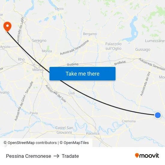 Pessina Cremonese to Tradate map