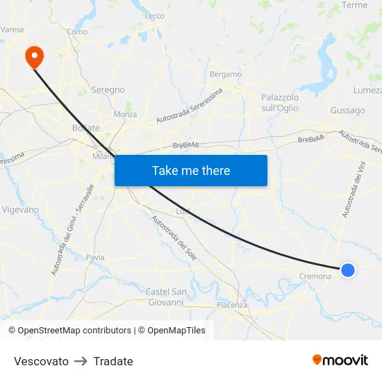 Vescovato to Tradate map