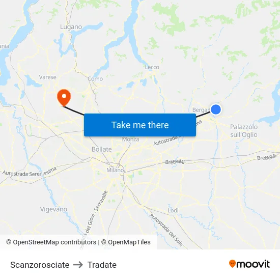 Scanzorosciate to Tradate map