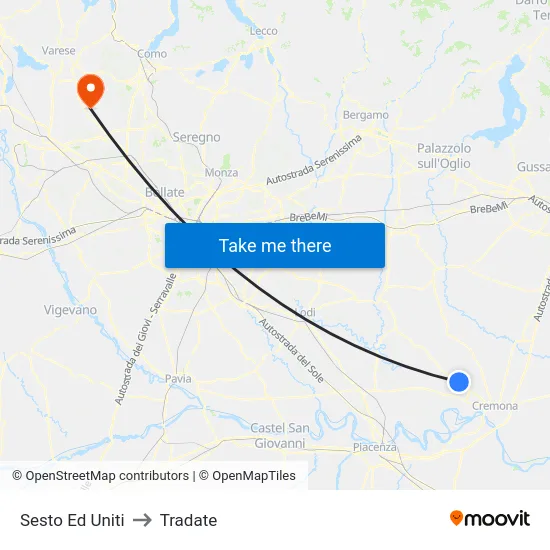 Sesto Ed Uniti to Tradate map