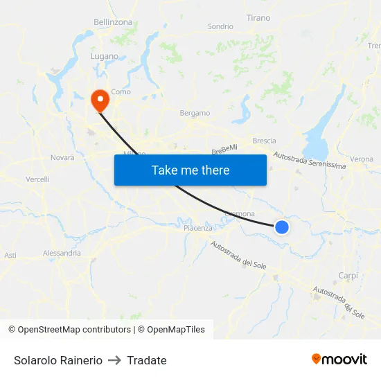 Solarolo Rainerio to Tradate map