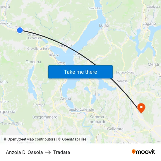 Anzola D' Ossola to Tradate map