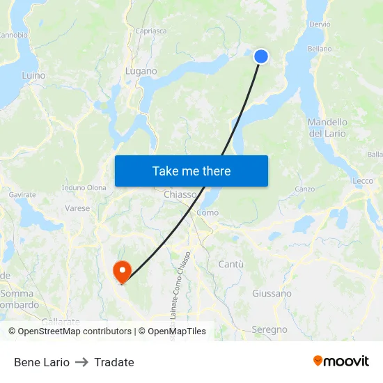 Bene Lario to Tradate map