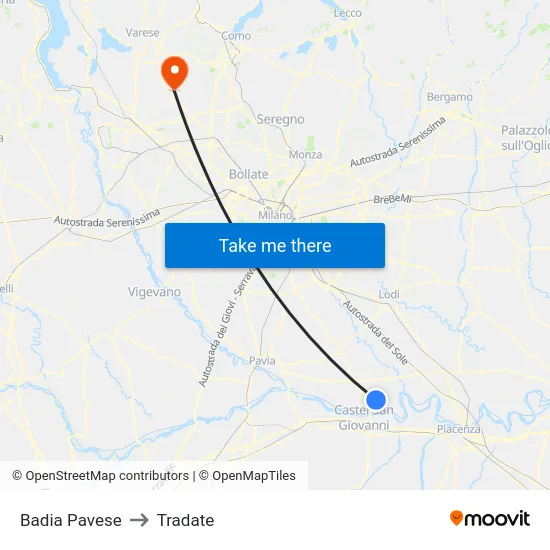Badia Pavese to Tradate map