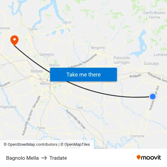 Bagnolo Mella to Tradate map