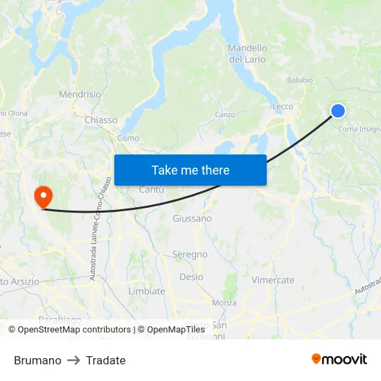 Brumano to Tradate map