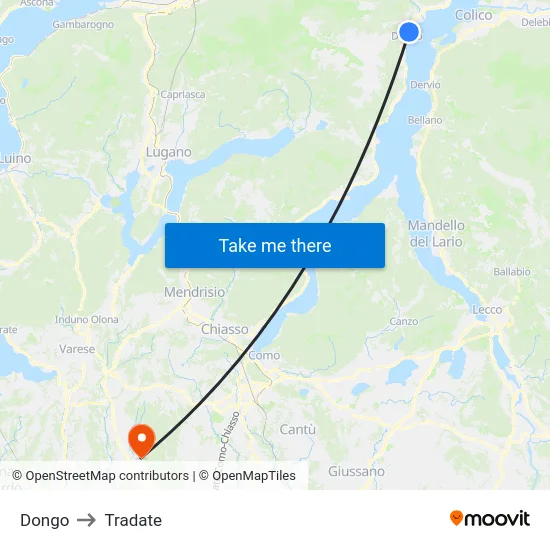Dongo to Tradate map