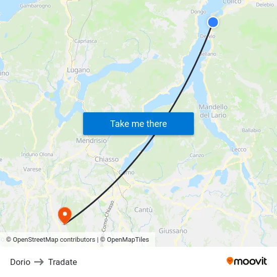 Dorio to Tradate map