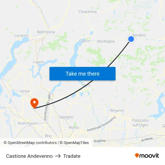Castione Andevenno to Tradate map