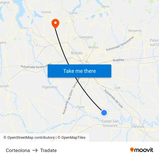 Corteolona to Tradate map