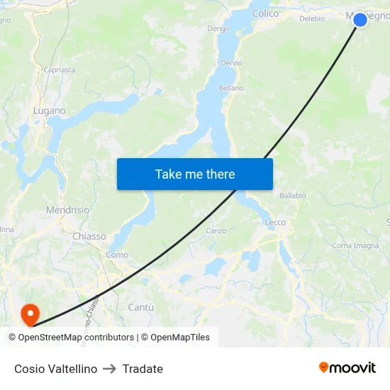 Cosio Valtellino to Tradate map