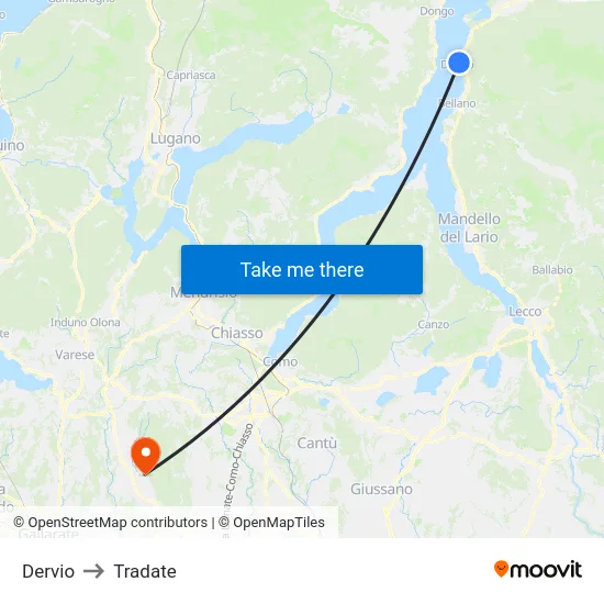 Dervio to Tradate map