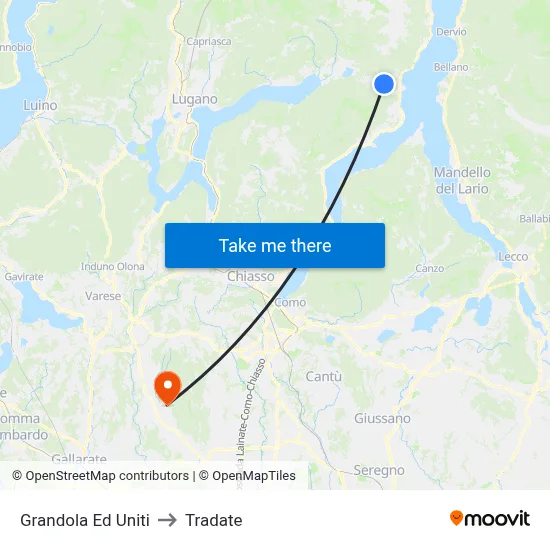 Grandola Ed Uniti to Tradate map