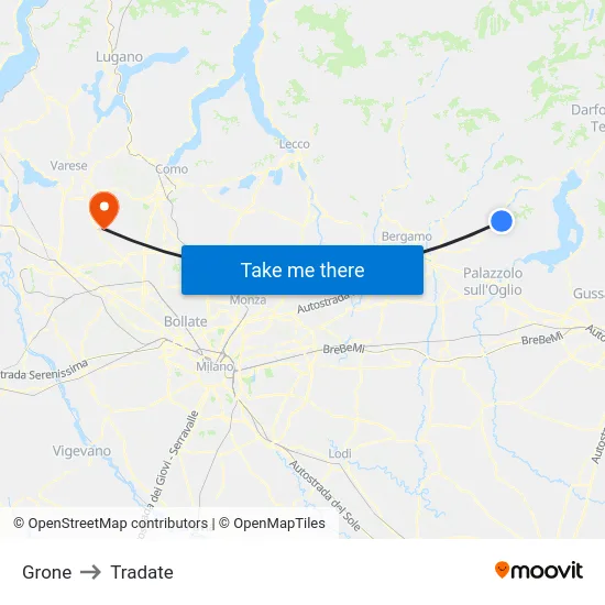 Grone to Tradate map