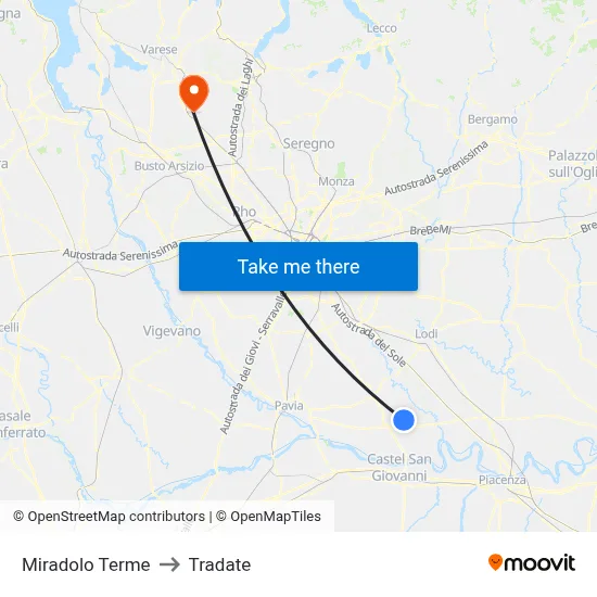 Miradolo Terme to Tradate map