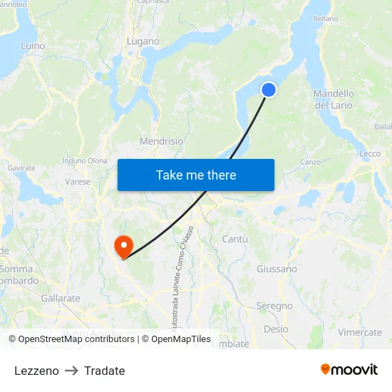 Lezzeno to Tradate map